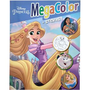 Disney Princess - Megacolor blauw - kleurboek met stickers en wel +/- 130 kleurplaten - prinsessen - knutselen - kleuren - tekenen - creatief - verjaardag - kado - cadeau