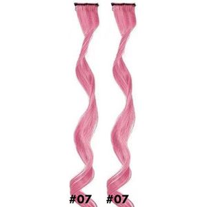 2 x Clip in Hairextension 45cm - Oud Roze / Roze - #07 - nephaar - Hair extension | haar extensie- carnaval haar - gekleurde extensions - extensions met clip