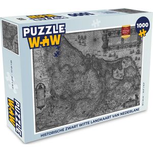Puzzel Historische zwart witte landkaart van Nederland - Legpuzzel - Puzzel 1000 stukjes volwassenen