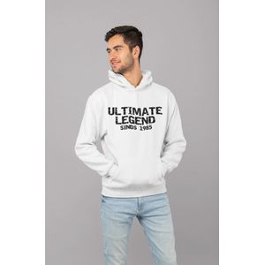 1985 Jaar Wit Hoodie heren - Maat S - Ultimate Legend - Verjaardag Cadeau Mannen - Limited Edition