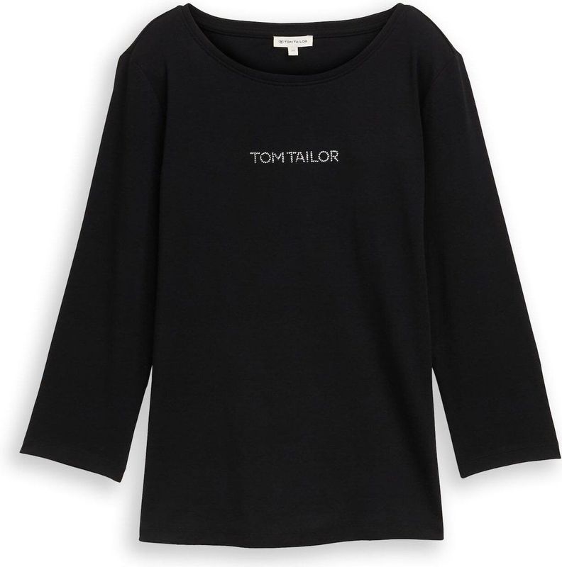 Tom Tailor Slim fit shirt met lange mouwen en glitterlogo