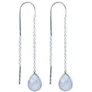 Natuursieraad - 925 sterling zilver maansteen oorhangers oorbellen - luxe edelsteen sieraad - handgemaakt