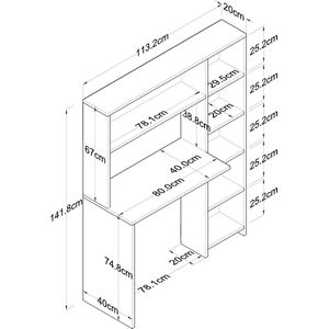 Emob - Bureau - 113 cm - Wit