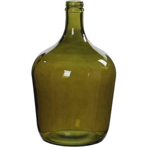 Mica Decorations Diego Glazen Fles - H30 x Ø18 cm - Gerecycled Glas - Groen