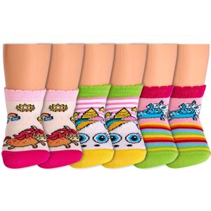 Baby sokken | Thema: Eenhoorn | Kleur: Roze | Maat: One Size | 6 paar