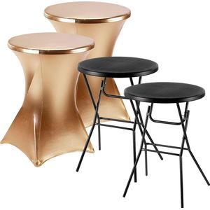 Bardi Stretch Statafelhoes - Statafelrok 2 Stuks - 80 x 110 cm. Goud