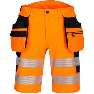 Portwest - DX4 Hi-Vis - Korte Broek - Oranje/Zwart - Met Holsterzakken