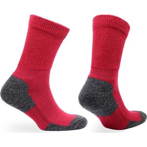 Norfolk - Merino wol en Bamboe mix Wandelsokken - Outdoor Zacht en Warme Sokken Heren met Demping - Merino wol sokken - Strech+ Extra Wijde Boord - Rood - Maat 43-46 - Alfie