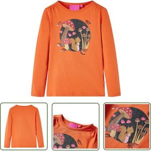 vidaXL Meisjeskleding - Kinderkleding - Kindershirt met lange mouwen 92 oranjebruin - Jongenskleding - Langmouwshirts - Kindertruien