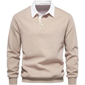 MakingDa Heren polo hals sweatshirts lange mouw casual trui sweatshirt effen kleur winter warme trui top