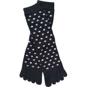 Bonnie Doon Teen Sokken met Stippen Zwart Dames maat 36/42 - Toe Sock Dots - Gladde naden - Teensokken - 1 paar - Slippers - Quarters - Lengte net boven enkel -Stippen - Black - BP231001.101