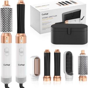 Curliqe™ Föhnborstel - Airstyler - Krulborstel - Krultangen - 5 in 1 Multistyler - Met Opbergcase - Wit