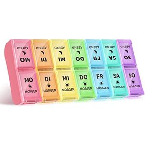 Tablettenbox 7 dagen met 2 vakken - Afneembare pillendoos voor medicijnen