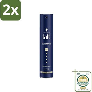 Taft - Ultimate 5+ - Haarspray - Maximale stevigheid - 250 ml - Voordeelverpakking - 2 stuks - Maximale fixatie - Glans