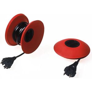 Design Verlengsnoer - Haspeltje - CableDisk - Rood - Ø 12 cm - ALLEEN VOOR PLATTE STEKKERS