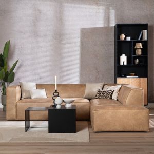 Bronx71® Industriële hoekbank Memphis eco-leer beige rechts