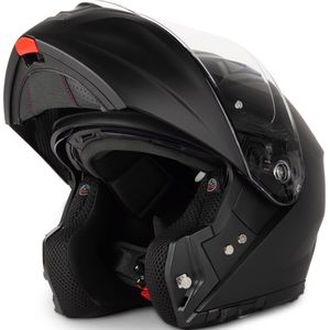 VINZ Valetta Systeemhelm met Zonnevizier | Helm voor Motor Scooter Brommer | Motorhelm Opklapbaar | Pinlock voorbereid vizier - Mat Zwart