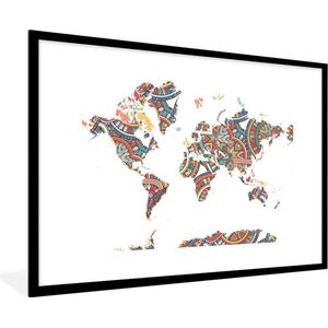 Fotolijst incl. Poster - Wereldkaart - Versiering - Kleuren - 120x80 cm - Posterlijst