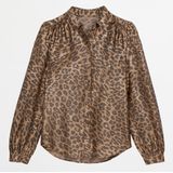 Geisha - Blouse - Gold/grey - Getailleerde Blouse Met Leopard Glans - 53869