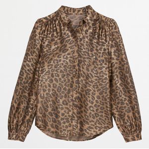 Geisha - Blouse - Gold/grey - Getailleerde Blouse Met Leopard Glans - 53869