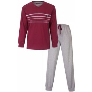 MEQ Heren Pyjama - V-hals - Lange Mouw - Bordeaux Rood - Maat S