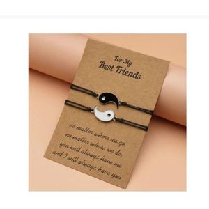 Akyol - Yin Yang armband - Voor 2 vriendinnen - Best Friends armband - Zwart/Wit