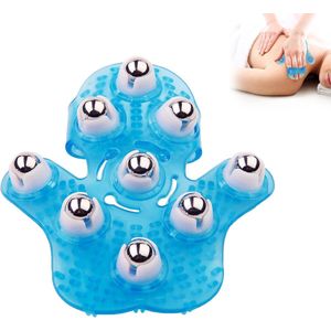 Draagbare Massagebal - Massagehandschoen - Blauw - Handpalmvormig Massageapparaat met Wieltjes