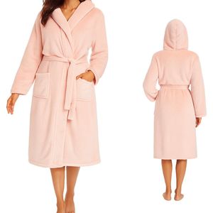 Sorprese Exclusive - Badjas - Maat S/M - Zalmroze - Capuchon - Ultra Zacht en Warm - Microvezel - Badjas Dames - Badjas Heren - Sauna - Oeko-Tex Standard 100