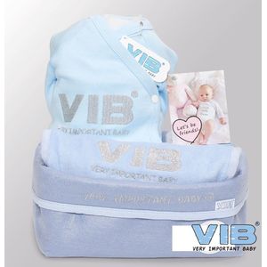 VIB® - Giftset Commodemandje - VIB Boy (Blauw) - Babykleertjes - Baby cadeau - zwangerschap aankondiging - geboorte cadeau