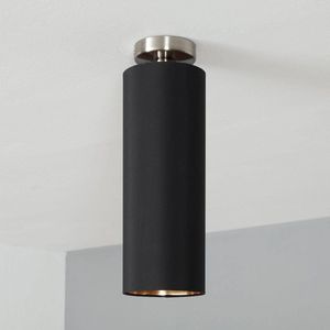 Lucande - plafondlamp - 1licht - staal, stof - H: 40 cm - E27 - mat nikkel, zwart- goud