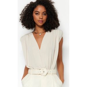 Trendyol Damson Tailleband Dubbele Rij Hals, Flexibele Drukknopen, Gebreide Bodysuit Twoss23Bd00007