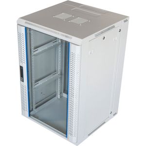 DSIT 18U witte wandkast (kantelbaar) met metalen deur 600x600x1000mm (BxDxH) - serverbehuizing - serverrack - serverkast