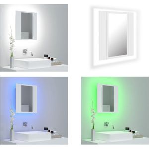 vidaXL Badkamerkast met spiegel en LED 40x12x45 cm acryl wit - LED-spiegelkast - LED-spiegelkasten - Kast - Kasten