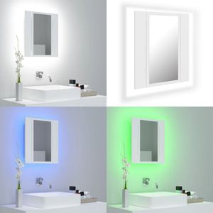 vidaXL Badkamerkast met spiegel en LED 40x12x45 cm acryl wit - LED-spiegelkast - LED-spiegelkasten - Kast - Kasten