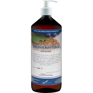Druivenpitolie 1 liter met witte pomp - amber fles - 100% natuurlijk - biologisch en koud geperst