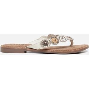 Lazamani - Luna Leren Dames Slippers Off-White - Stijlvolle Slippers - Comfortabel Voetbed
