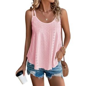 Dames Zomer Hemd - Roze Shirt - Geweven Top - Gebreid - Kant - Fashion