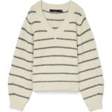 Vero Moda - Vmawesome Shine LS V-Nck Stripe Pull - Ecru - Pullover