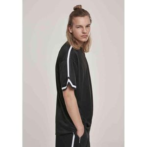 Urban Classics - Oversized Stripes Mesh Heren T-shirt - XL - Zwart