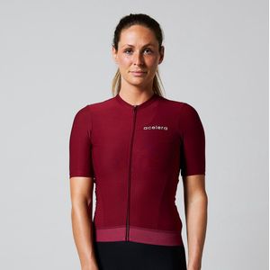Acelera Essential Wielershirt | Fietsshirt Dames Korte Mouw | Wielrenshirt | Fietskleding | Rood | Maat XL