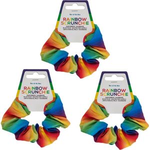 Haarbandje scrunchie haarelastiekje - 3x - Gay Pride/Regenboog - polyester