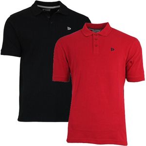 Donnay - Polo Noah - Sportpolo - Zwart/Berry-rood - 2-Pack