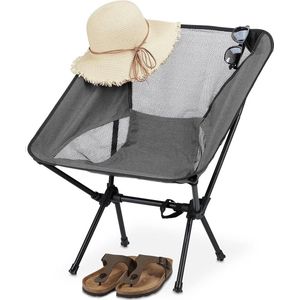 Ultralichte opvouwbare strandstoel grijs met draagtas - compact voor camping, reizen, wandelen en vissen