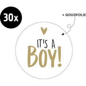 30x Sluitsticker It's a Boy! | Blauw | 40 mm | Geboorte Sticker | Sluitzegel | Sticker Geboortekaart | Baby nieuws | Zwangerschap |Luxe Sluitzegel