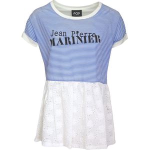 Verysimple • blauw gesteept shirt met kant • maat 38 (IT44)