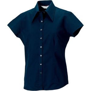 Russell Collectie Dames/dames korte kapmouwtje Tencel® Gevoerd overhemd (Marine)