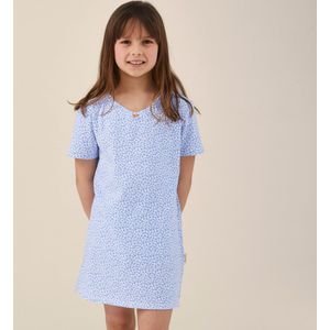 Little Label - zomer nachthemd - blauw ajour - bio katoen - 4Y/98-104