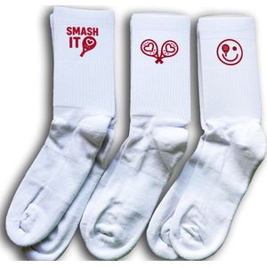 Padelsokken - Witte - SET van 3 Paar - Originele Designs voor Padelspelers
