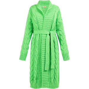 MYMO - Blonda - Gebreid Vest - Neongroen - Lange Mouw