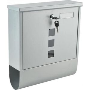 Brievenbus – met krantenrol – wandbrievenbus - Zilver kleur